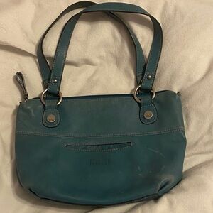 Fossil Blue Leather Shoulder Bag